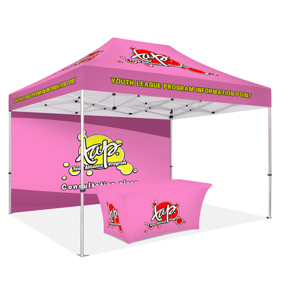 Custom Printed Canopy Tent with Back Wall & Table Cover - Premium Outdoor Event Shelter