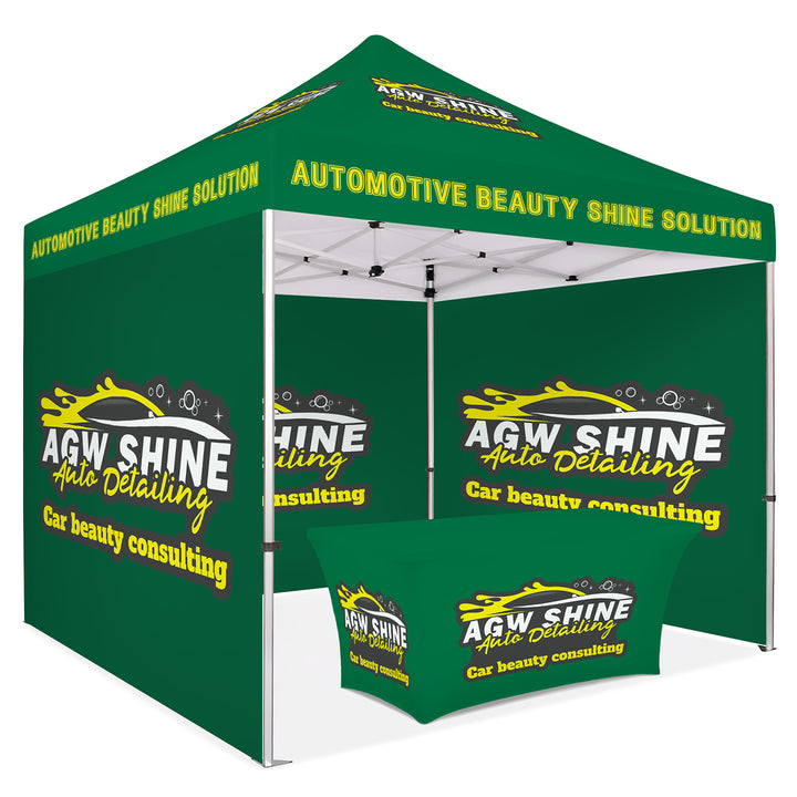 Custom Printed Canopy Tent with Three Back Walls & Table Cover - Ultimate Outdoor Event Shelter