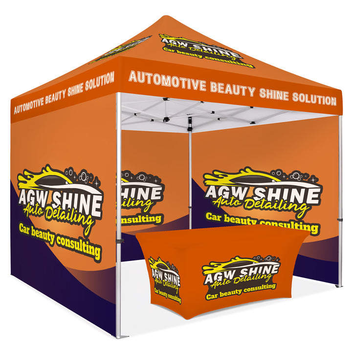 Custom Printed Canopy Tent with Three Back Walls & Table Cover - Ultimate Outdoor Event Shelter