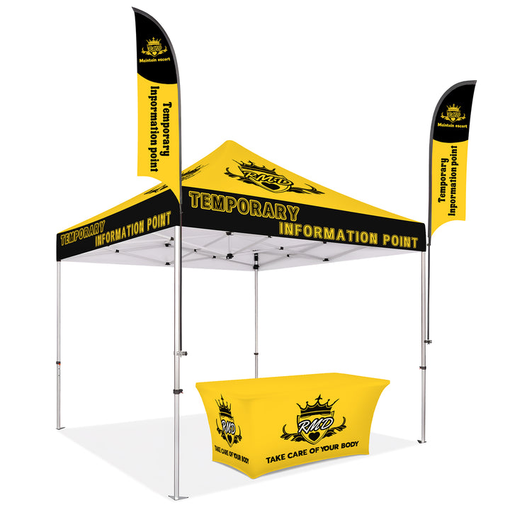 Custom Printed Canopy Tent with Feather Flags & Table Cover - Complete Outdoor Event Branding Package