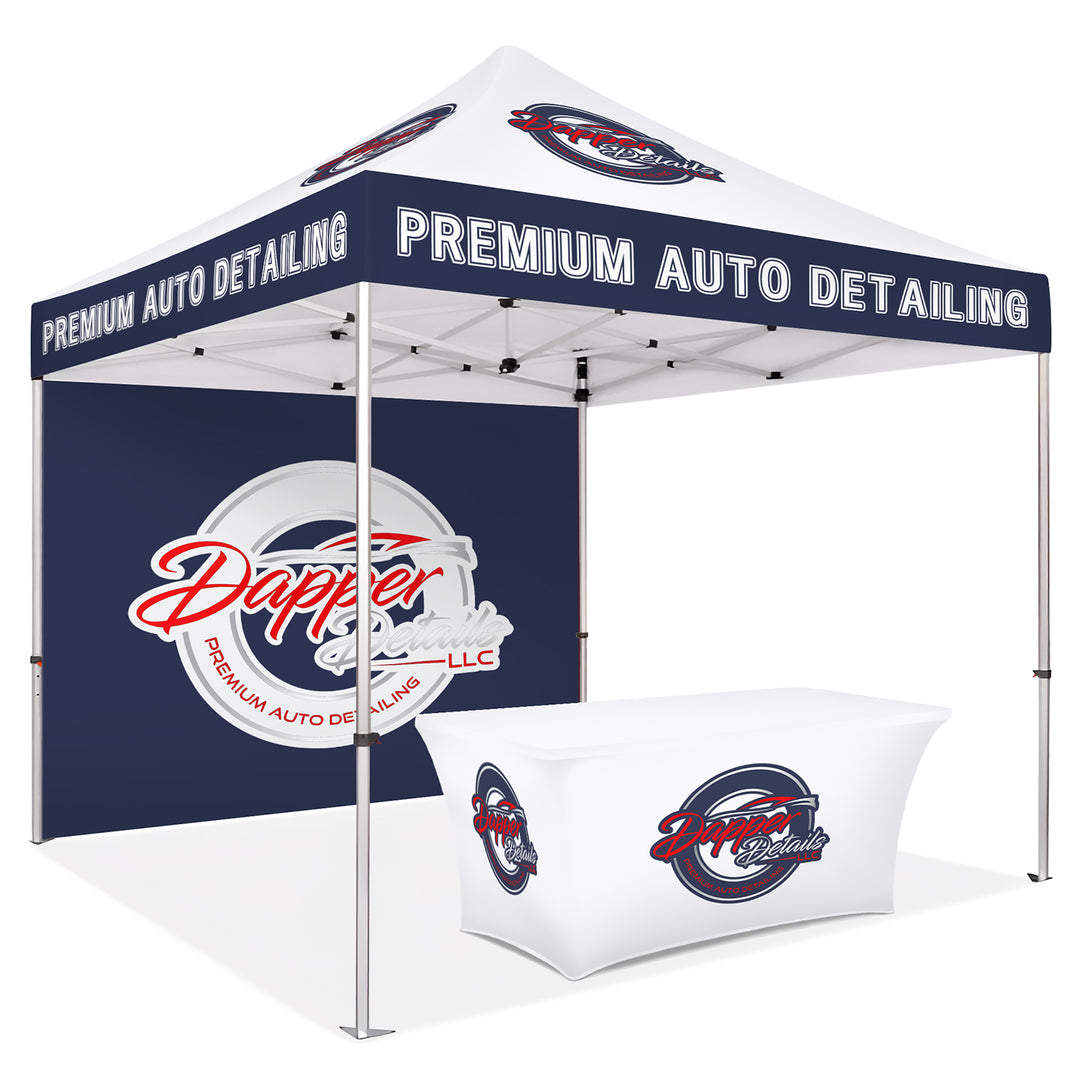 Custom Printed Canopy Tent with Back Wall & Table Cover - Premium Outdoor Event Shelter