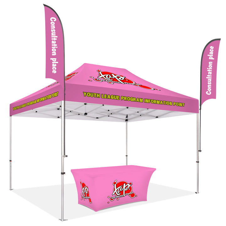 Custom Printed Canopy Tent with Feather Flags & Table Cover - Complete Outdoor Event Branding Package