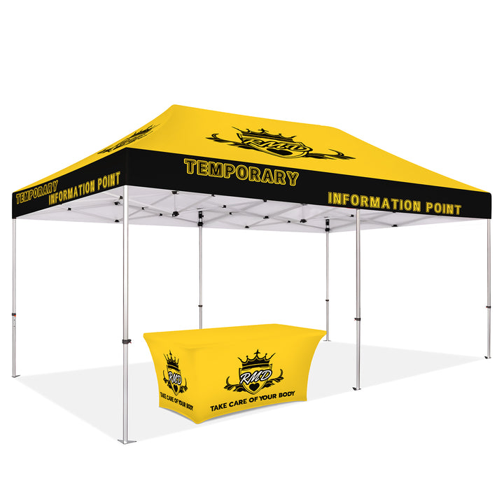 Custom Printed Canopy Tent with Table Cover - Complete Event Package for Tradeshows, Markets, and Outdoor Promotions