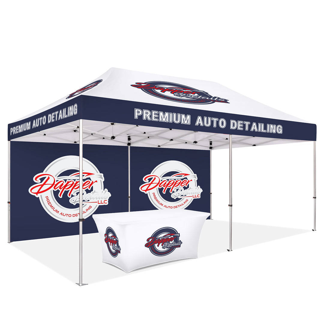 Custom Printed Canopy Tent with Back Wall & Table Cover - Premium Outdoor Event Shelter