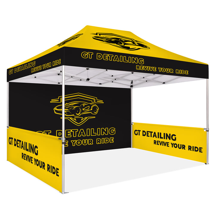 Custom Printed Canopy Tent with Full Back Wall, Half Side Walls & Table Cover - Premium Outdoor Event Shelter