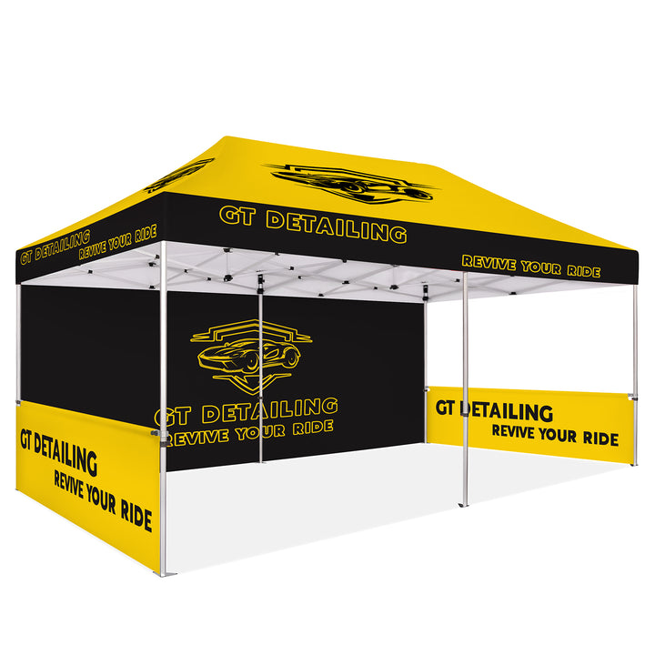 Custom Printed Canopy Tent with Full Back Wall, Half Side Walls & Table Cover - Premium Outdoor Event Shelter