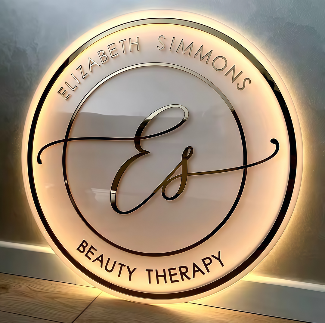 Custom Backlit Business Logo Sign, Floating Backlight Metallic Neon Logo Sign Customize, Personalized LED Illuminated Logo Acrylic Signs for Spa Beauty Company Podcast Studio Store Room Decor